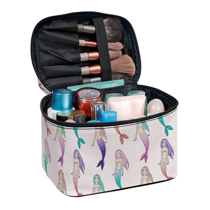 Mermaid Girls Pattern Print Travel Makeup Bag