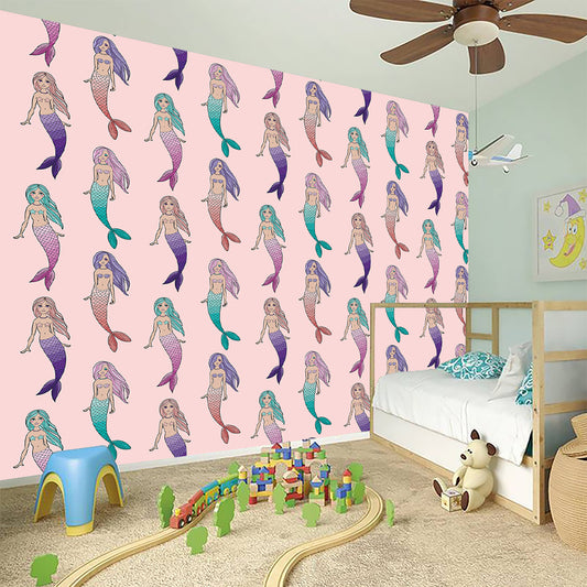 Mermaid Girls Pattern Print Wall Sticker