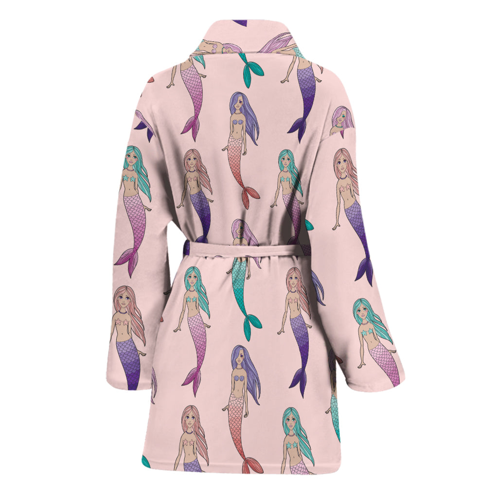 Mermaid Girls Pattern Print Women's Bathrobe