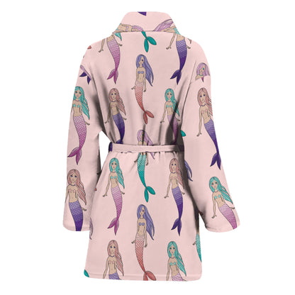 Mermaid Girls Pattern Print Women's Bathrobe