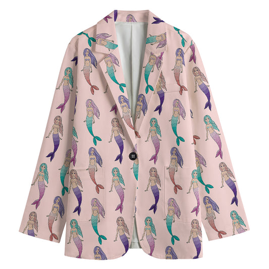 Mermaid Girls Pattern Print Women's Blazer