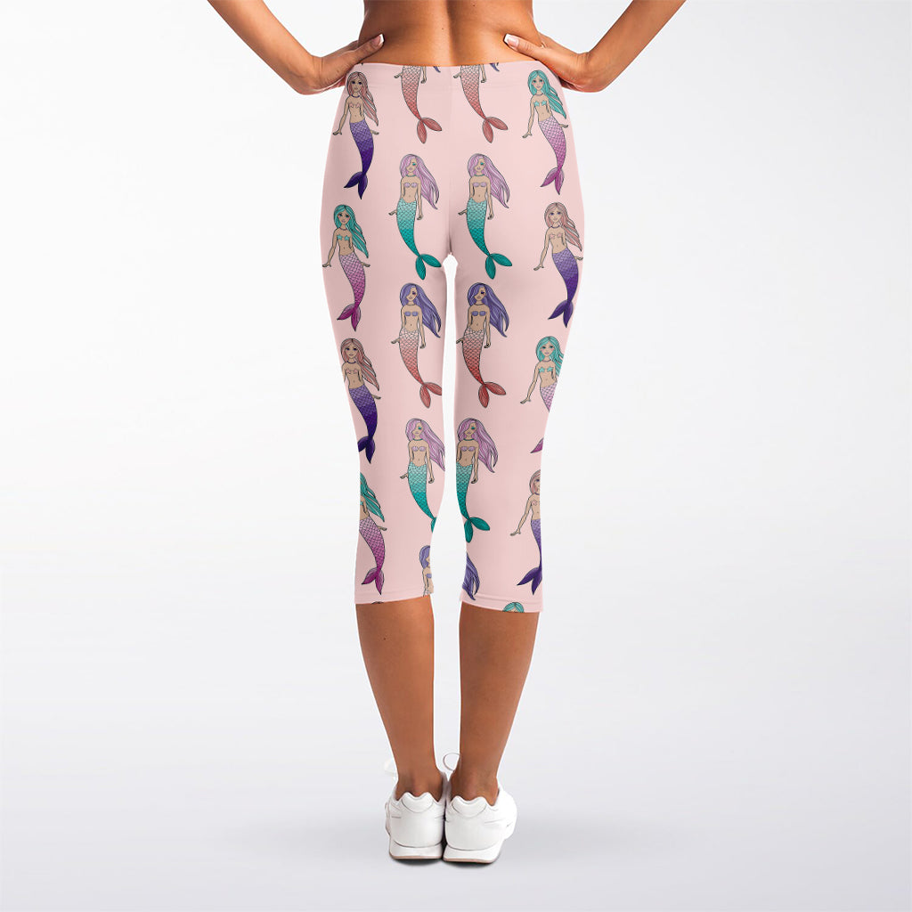 Mermaid Girls Pattern Print Women's Capri Leggings
