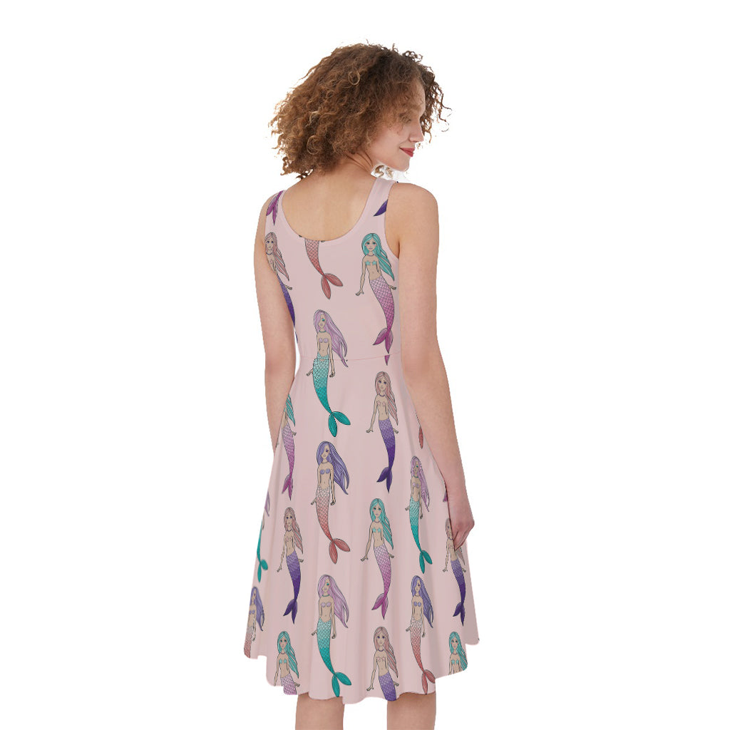 Mermaid Girls Pattern Print Women's Sleeveless Dress