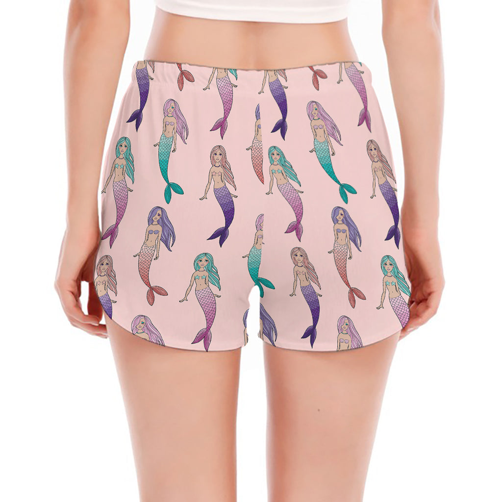 Mermaid Girls Pattern Print Women's Split Running Shorts