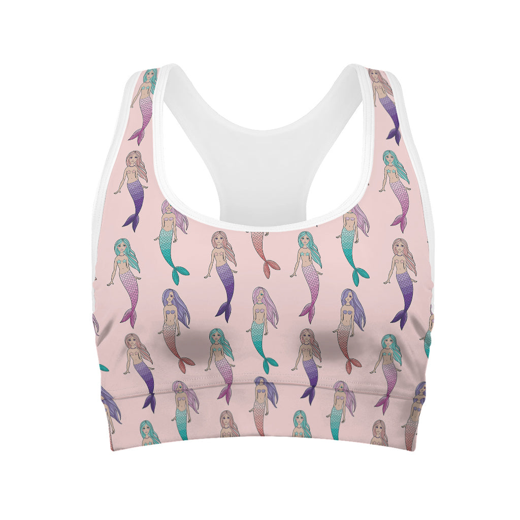 Mermaid Girls Pattern Print Women's Sports Bra