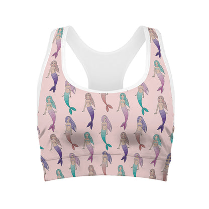 Mermaid Girls Pattern Print Women's Sports Bra