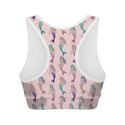 Mermaid Girls Pattern Print Women's Sports Bra