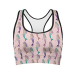 Mermaid Girls Pattern Print Women's Sports Bra