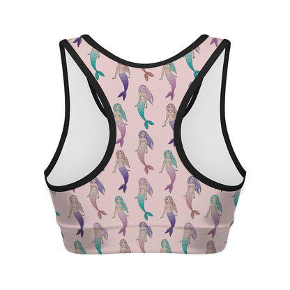 Mermaid Girls Pattern Print Women's Sports Bra