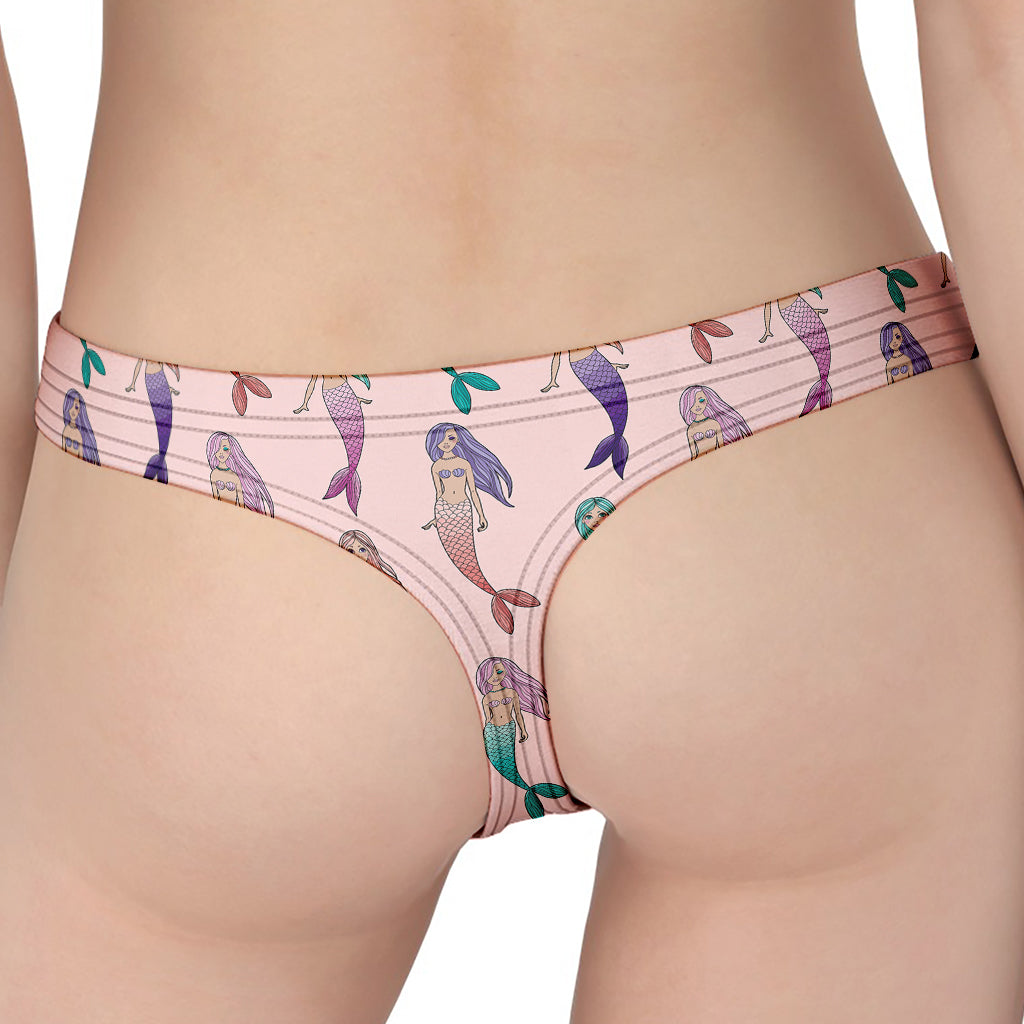 Mermaid Girls Pattern Print Women's Thong