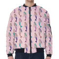 Mermaid Girls Pattern Print Zip Sleeve Bomber Jacket