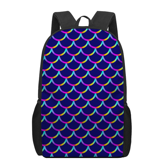 Mermaid Scales Pattern Print 17 Inch Backpack