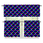 Mermaid Scales Pattern Print 3 Piece Kitchen Curtains