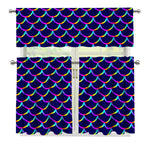 Mermaid Scales Pattern Print 3 Piece Kitchen Curtains