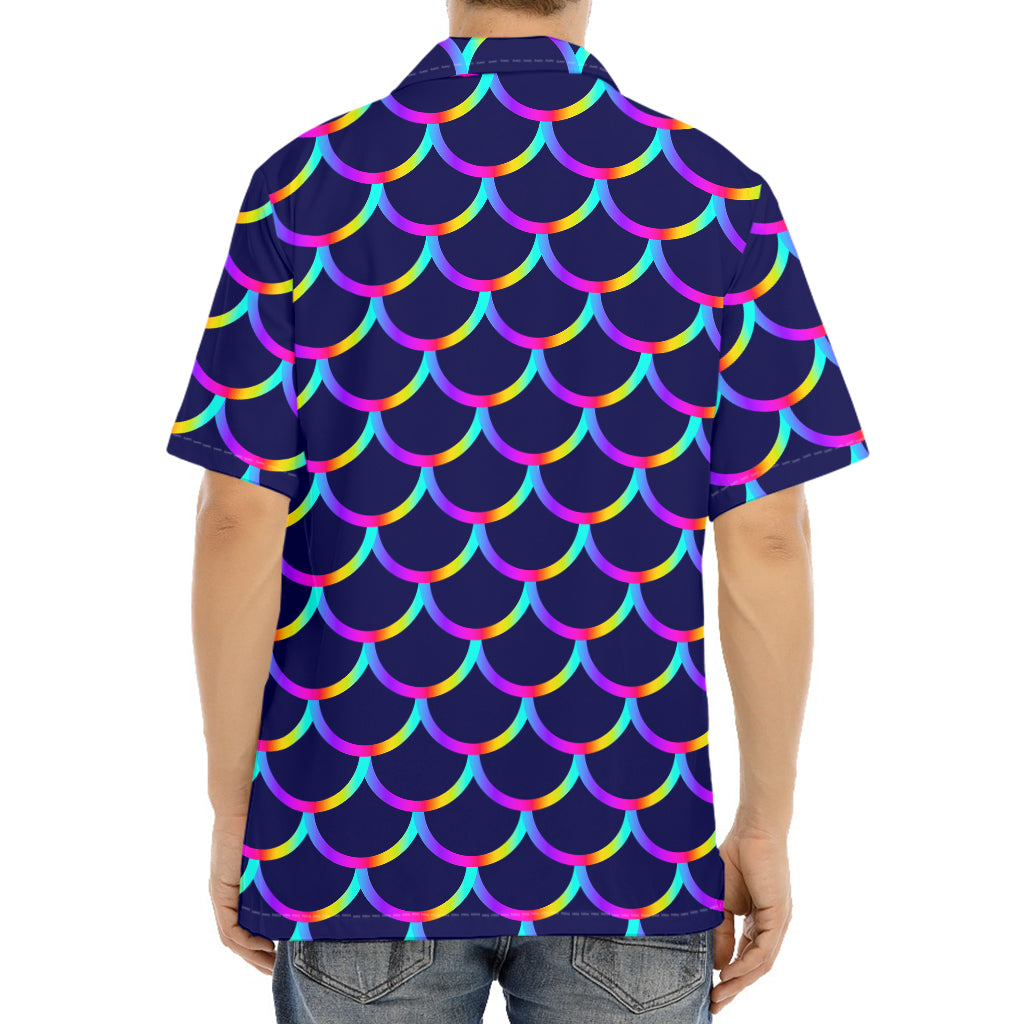Mermaid Scales Pattern Print Aloha Shirt