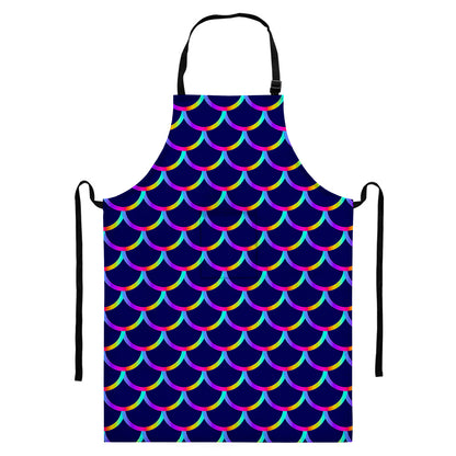 Mermaid Scales Pattern Print Bib Apron With Pocket