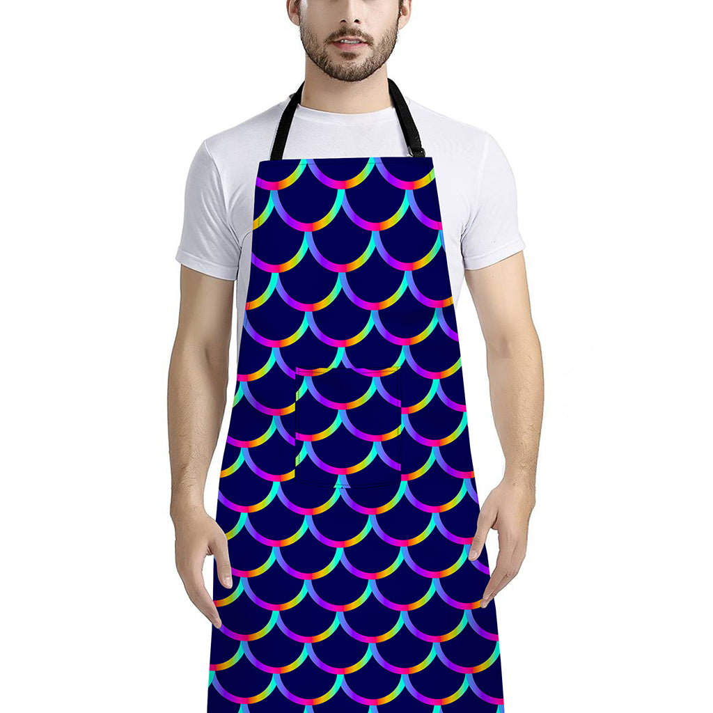 Mermaid Scales Pattern Print Bib Apron With Pocket