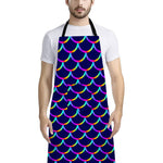 Mermaid Scales Pattern Print Bib Apron With Pocket