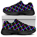 Mermaid Scales Pattern Print Black Chunky Shoes