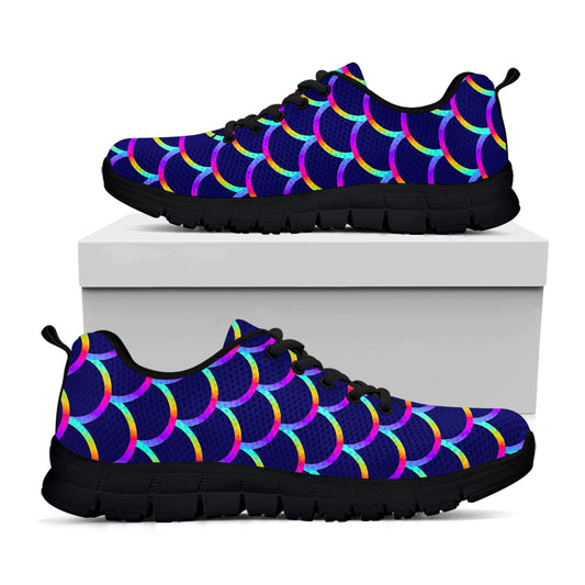 Mermaid Scales Pattern Print Black Running Shoes