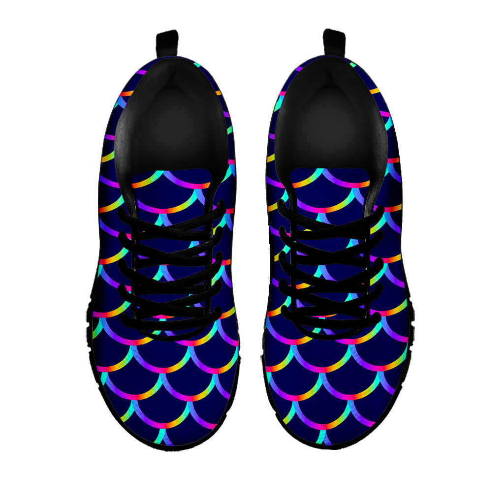 Mermaid Scales Pattern Print Black Running Shoes
