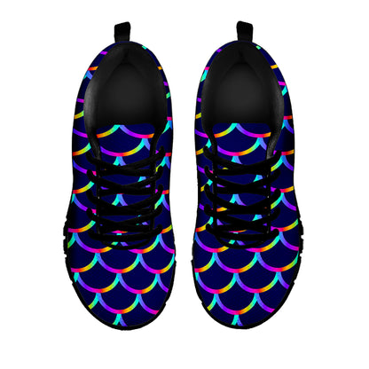 Mermaid Scales Pattern Print Black Running Shoes