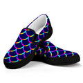 Mermaid Scales Pattern Print Black Slip On Sneakers