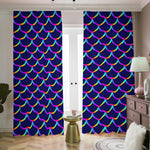 Mermaid Scales Pattern Print Blackout Pencil Pleat Curtains