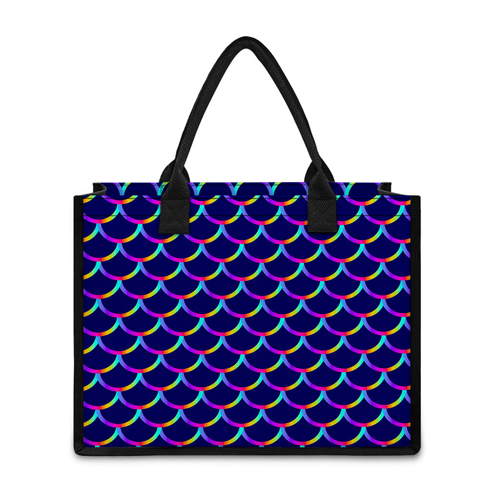Mermaid Scales Pattern Print Canvas Tote Bag