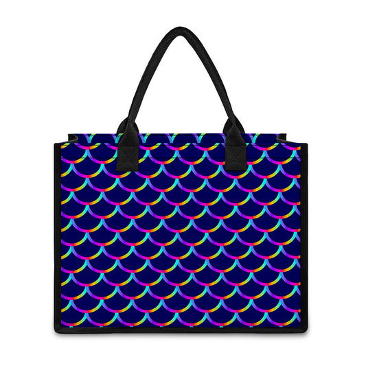 Mermaid Scales Pattern Print Canvas Tote Bag