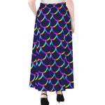 Mermaid Scales Pattern Print Chiffon Maxi Skirt