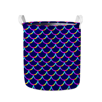 Mermaid Scales Pattern Print Collapsible Laundry Basket