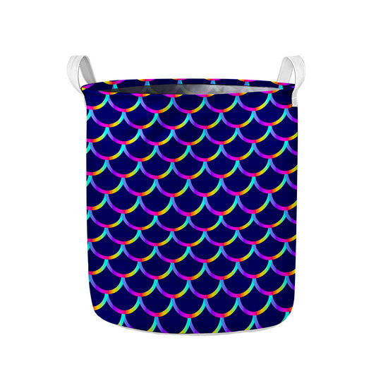 Mermaid Scales Pattern Print Collapsible Laundry Basket