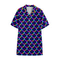 Mermaid Scales Pattern Print Cotton Hawaiian Shirt