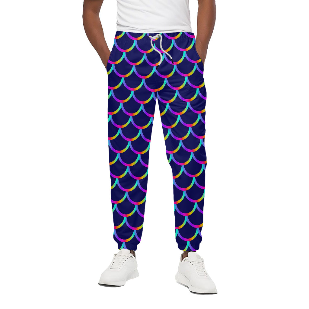 Mermaid Scales Pattern Print Cotton Pants
