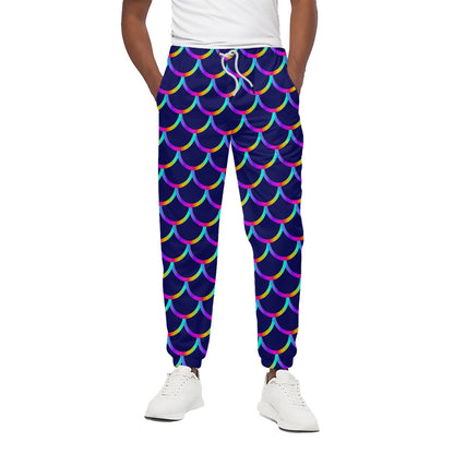 Mermaid Scales Pattern Print Cotton Pants