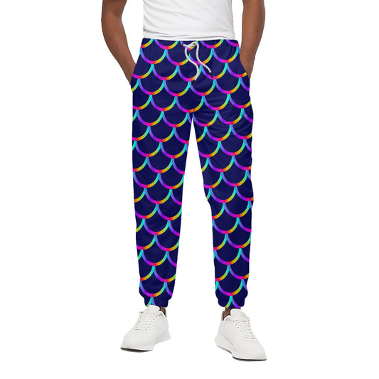 Mermaid Scales Pattern Print Cotton Pants
