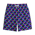 Mermaid Scales Pattern Print Cotton Shorts
