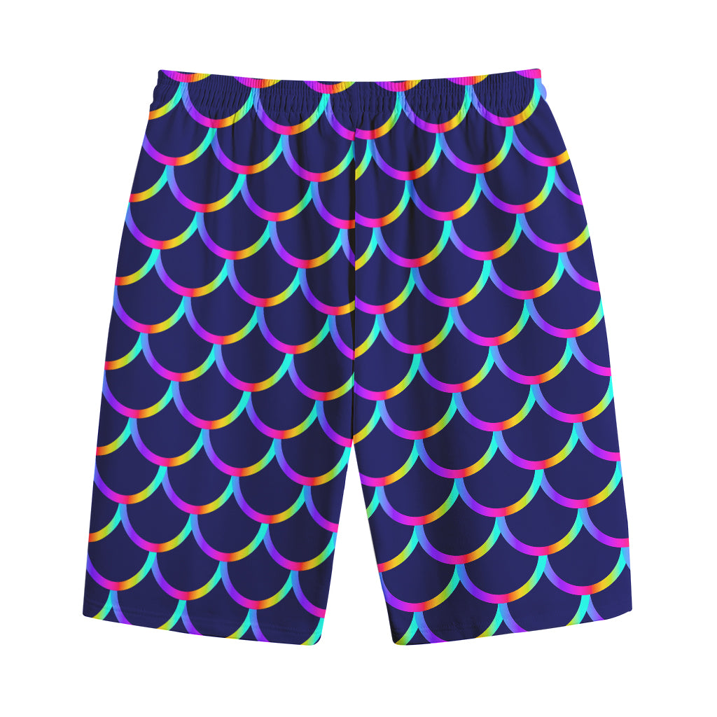 Mermaid Scales Pattern Print Cotton Shorts