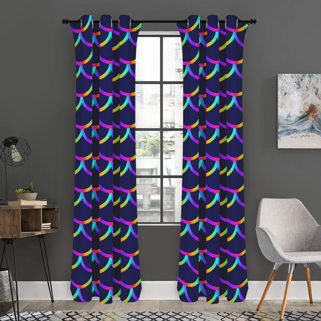 Mermaid Scales Pattern Print Curtain