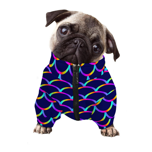 Mermaid Scales Pattern Print Dog Zip Up Jacket