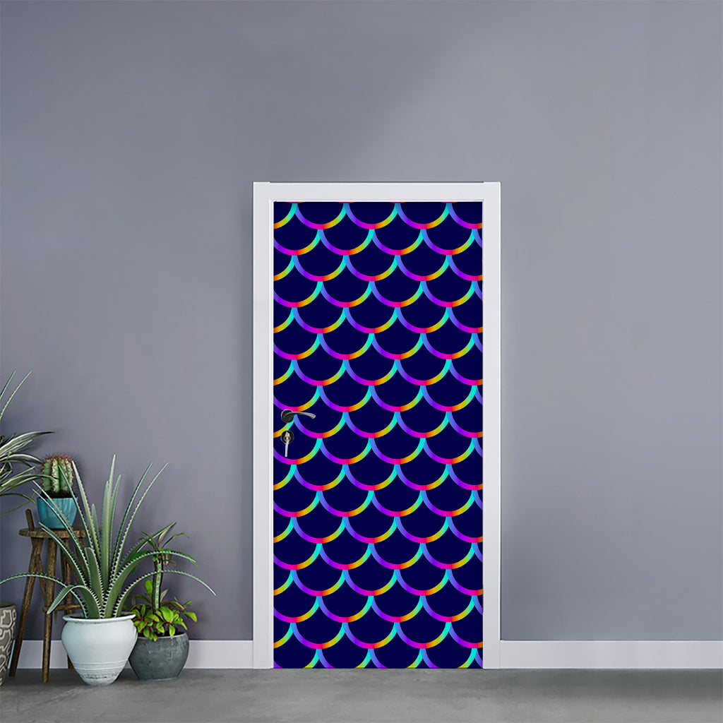 Mermaid Scales Pattern Print Door Sticker