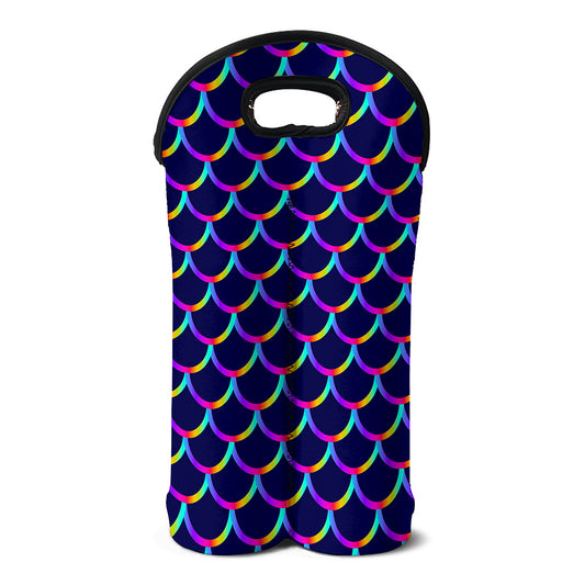 Mermaid Scales Pattern Print Double Neoprene Wine Tote