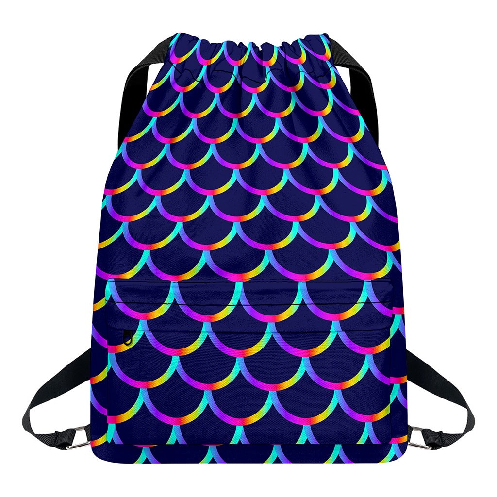 Mermaid Scales Pattern Print Drawstring Backpack