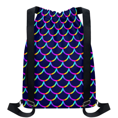 Mermaid Scales Pattern Print Drawstring Backpack