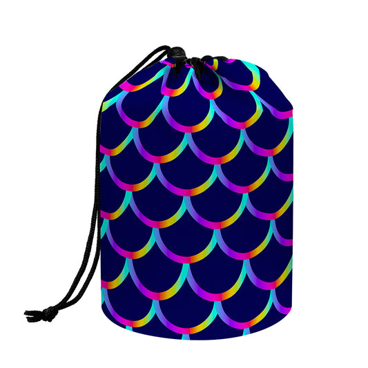 Mermaid Scales Pattern Print Drawstring Makeup Bag