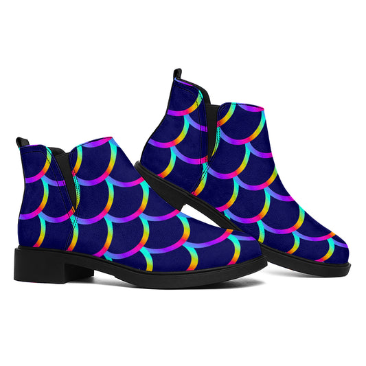 Mermaid Scales Pattern Print Flat Ankle Boots