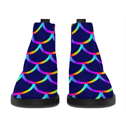 Mermaid Scales Pattern Print Flat Ankle Boots