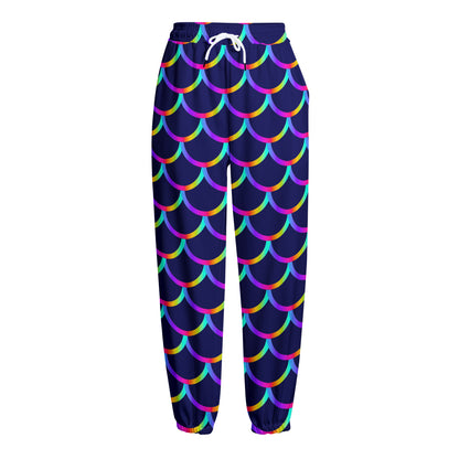 Mermaid Scales Pattern Print Fleece Lined Knit Pants