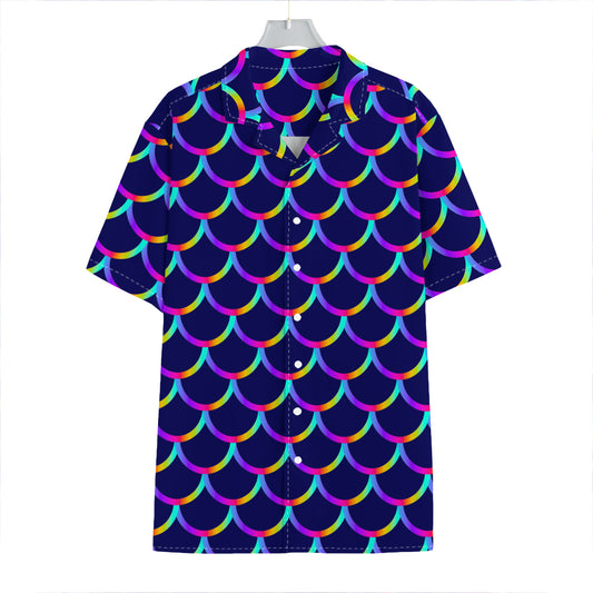 Mermaid Scales Pattern Print Hawaiian Shirt